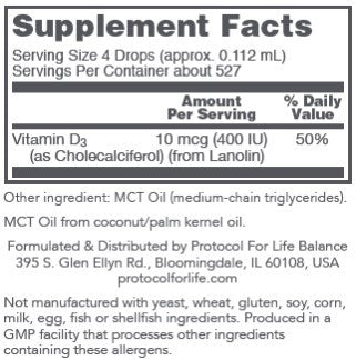 Protocol for Life Balance Vitamin D3 400IU 2oz ea