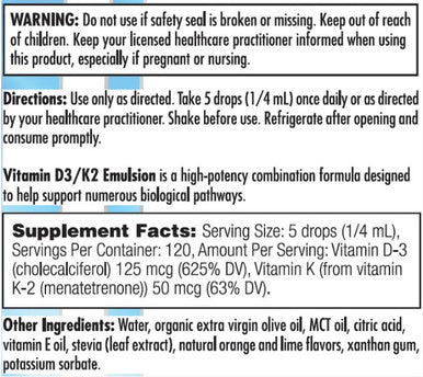 Nutra BioGenesis Vitamin D3-K2 Emulsion 30ml