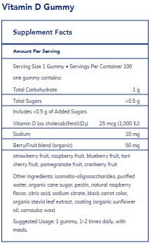 Pure Encapsulations Vitamin D Gummy 100 gummies