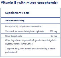 Pure Encapsulations Vitamin E (with mixed tocopherols) 90sg