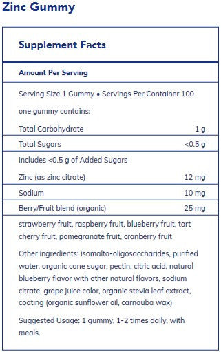 Pure Encapsulations Zinc Gummy 100 gummies