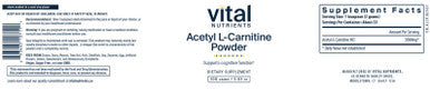 Vital Nutrients Acetyl L-Carnitine Powder 100g (3.53 oz)