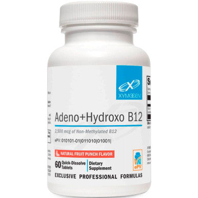 Xymogen Adeno + Hydroxo B12 Natural Fruit Punch Flavor 60 Quick Dissolve Tablets