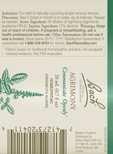 Bach Flower Remedies Agrimony 20ml