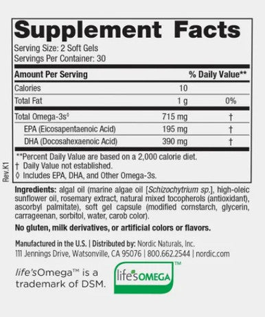 Nordic Naturals Algae Omega 120sg