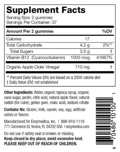 EnzyMedica Apple Cider Vinegar Gummies 74 gummies