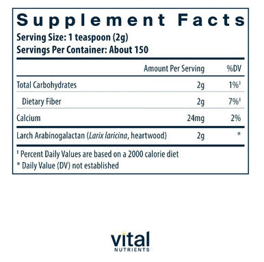 Vital Nutrients Arabinogalactan Powder 300g