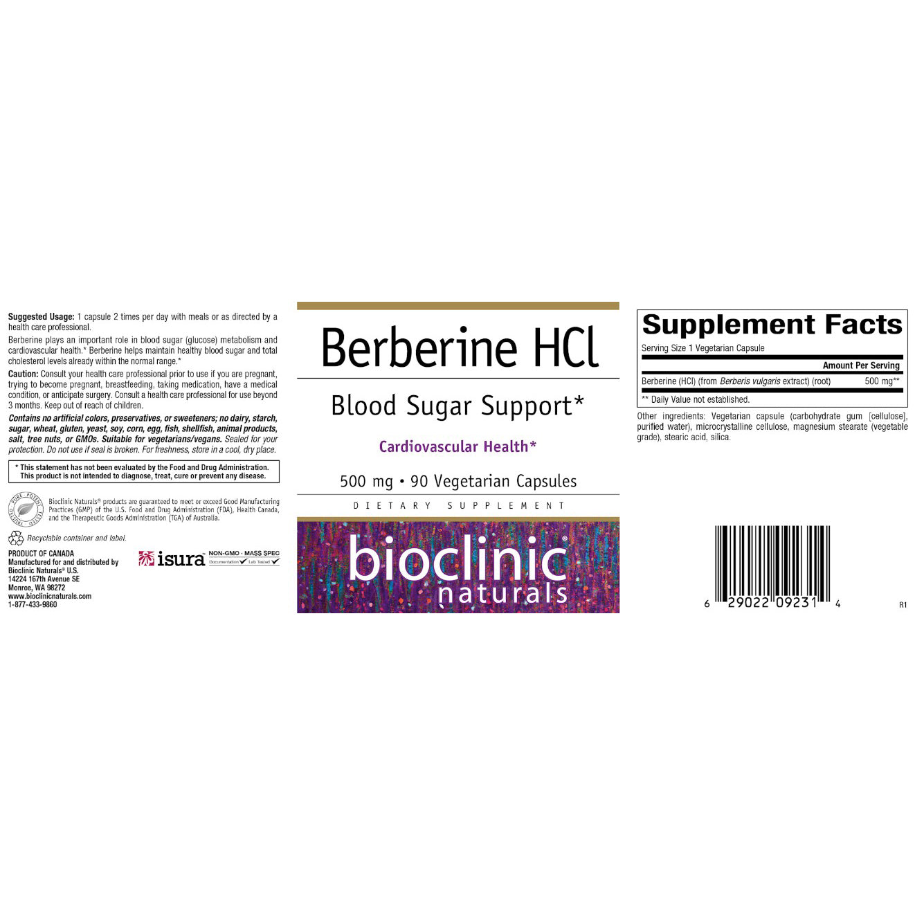 Bioclinic Naturals Berberine HCl 90vc