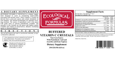 Ecological Formulas Buffered C Crystals (non-corn) 250grams