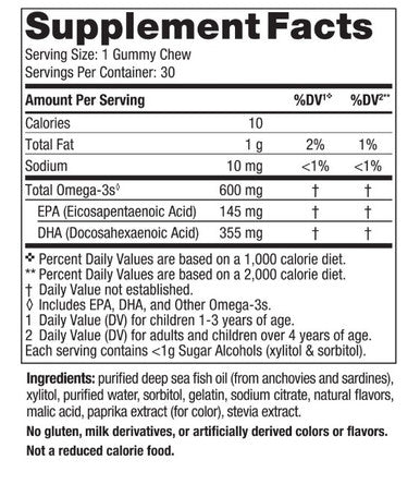 Nordic Naturals Zero Sugar Children's DHA Gummies 30 Tropical Punch