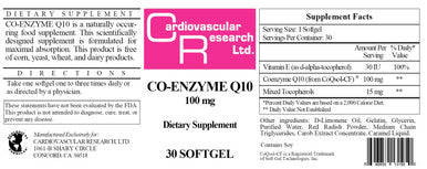 Cardiovascular Research Co-enzyme Q10 100mg 30sg