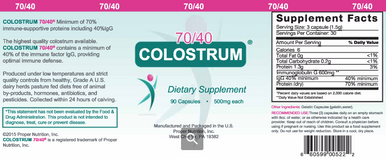 Proper Nutrition Colostrum 70/40 500 MG 90c