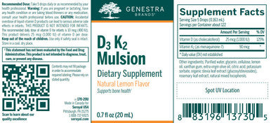 Genestra D3 K2 Mulsion 0.7 oz