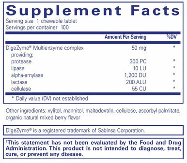 Pure Encapsulations Digestive Enzyme Chewables 100 chewable tablets