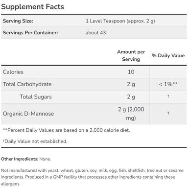 Now Foods D-Mannose Organic Powder 3 oz.