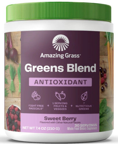 Amazing Grass Greens Blend Antioxidant Powder Sweet Berry 7.4oz 30 servings