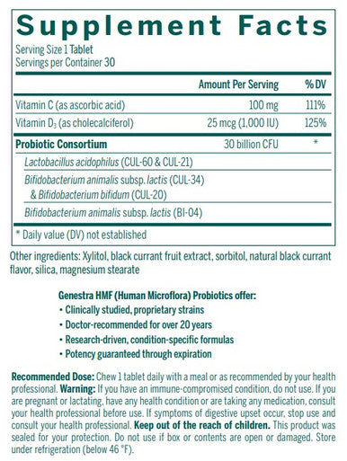 Genestra HMF Immune 30 chewable tablets