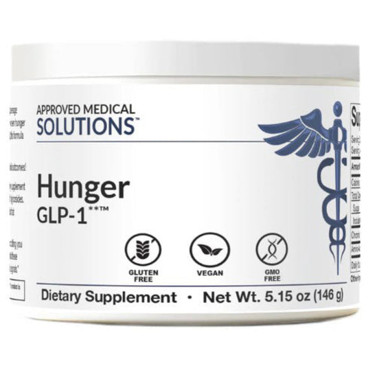 Hunger GLP-1 supplement, Approved Medical Solutions, appetite supressant, gluten-free, vegan, GMO-free, 5.15 oz, 146 g