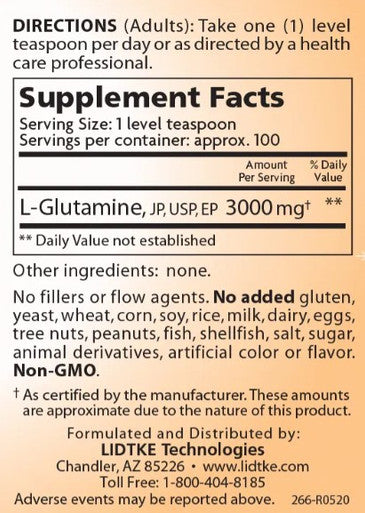 Lidtke Technologies L-Glutamine powder 300 grams