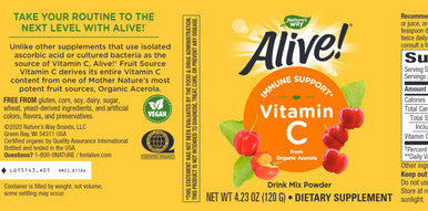 Natures Way Alive! Organic Vitamin C powder 120g