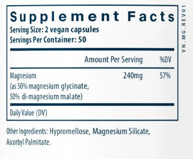 Vital Nutrients Magnesium (glycinate/malate) 100 vegan capsules