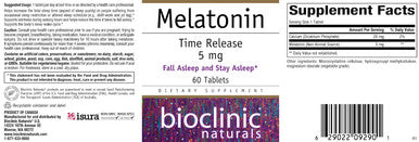 Bioclinic Naturals Melatonin 5 mg Time Release 60 Tablets