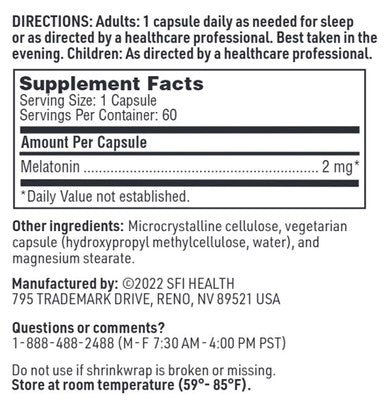 SFI Health Melatonin 2 mg 60vc