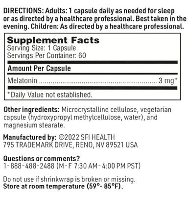 SFI Health Melatonin 3 mg 60vc