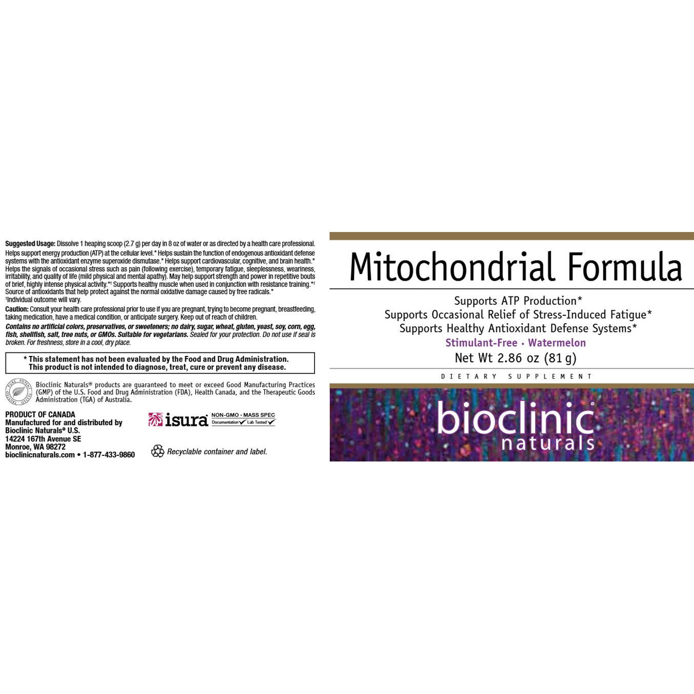 Bioclinic Naturals Mitochondrial Formula 2.86 oz ( 81g)