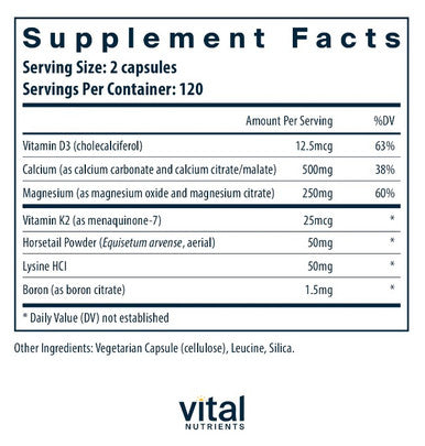 Vital Nutrients Osteo-Nutrients II (with Vitamin K2-7) 240vc