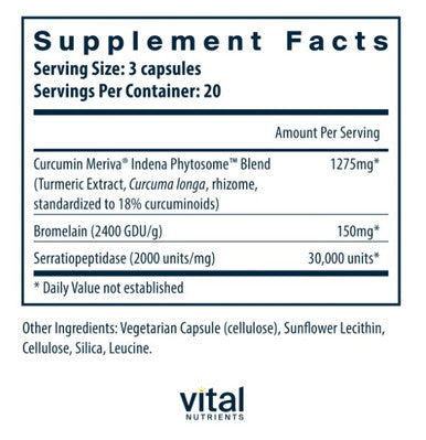 Vital Nutrients Phyto-Curcumin Plus Enzymes 60vc