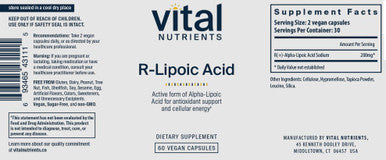 Vital Nutrients R-Lipoic Acid 200mg 60vc