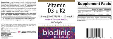 Bioclinic Naturals Vitamin D3 + K2 60sg