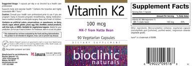 Bioclinic Naturals Vitamin K2 90vc